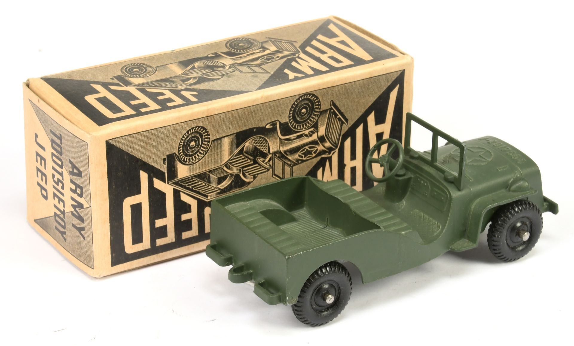 Tootsietoy military  Jeep - green including windscreen, black wheels - Bild 2 aus 2