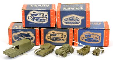 Authenticast diecast Military vehicles. group of 5 - (1) Weasel (2) US Armoured car