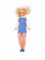 Pedigree Sindy OD Trendy Girl vintage doll, wearing 1974 Spring Date