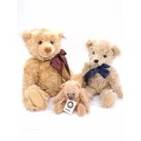 Steiff teddy bear and pair of artist designed teddy bears