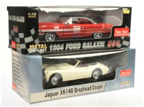 Sun Star 1/18th pair (1) 1440 1964 Ford Galaxie 500 - red (2)2803 Jaguar XK140 Drophead Coupe - w...