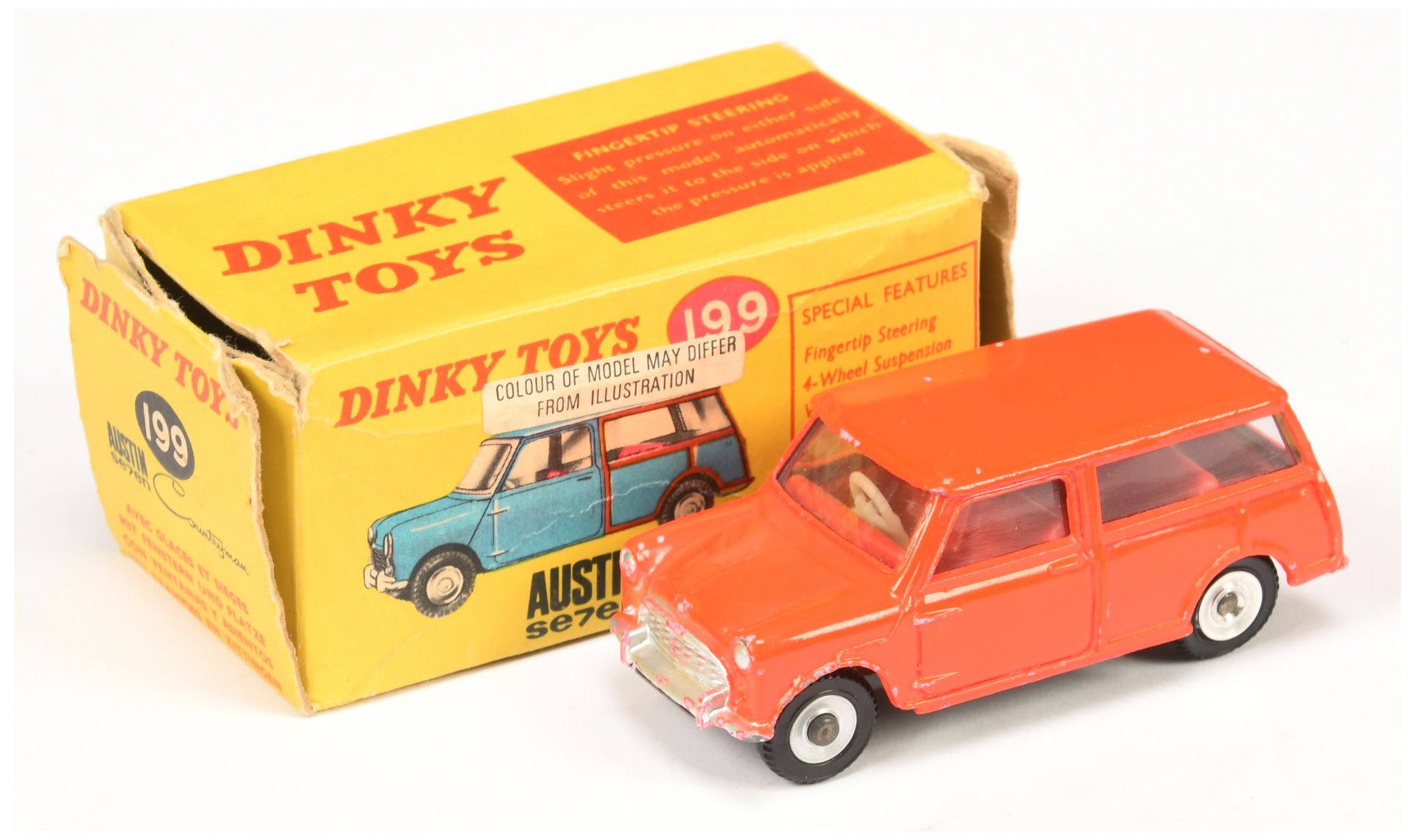 Dinky 199 Austin Seven Countryman RARE FLOURESCENT DAYGLO BODY 