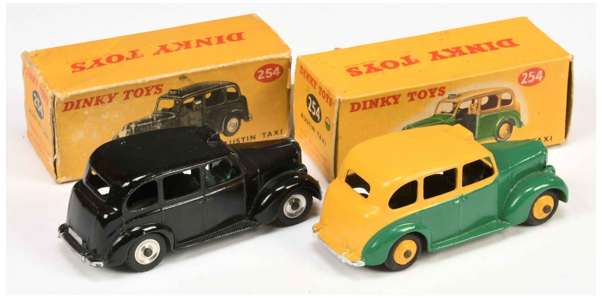 Dinky 2 x 254 Austin Taxi both have model number 254 base - Image 2 of 2