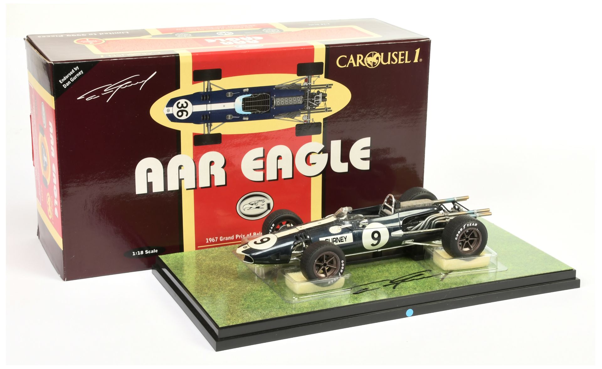 Carousel Signed 1/18th scale No.4751 AAR Eagle - blue/white, racing number 36, 1967 Grand Prix of...