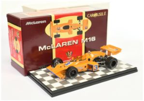 Carousel 1/18th scale #4801 McLaren M16 - orange, racing number 3, 1974 Indianapolis 500 Winner -...