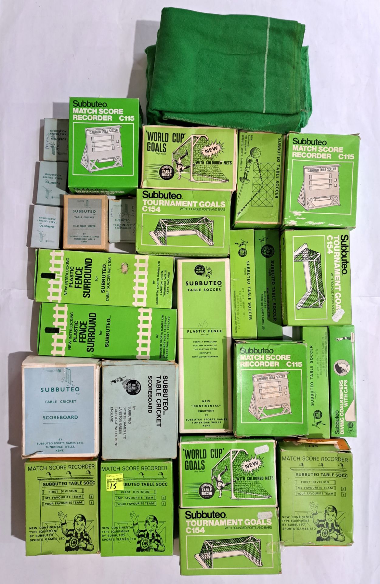 Subbuteo Football and Cricket, a boxed group of accessories