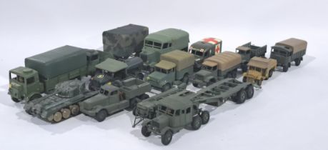 White Metal and Plastic mixed group of Army/Military Vehicles to include Ambulances, Tanks and ot...