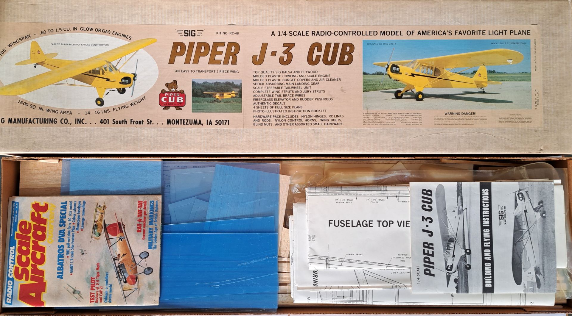 SIG (American) a boxed Plastic and Balsawood 1/4 Scale PIPER J-3 CUB