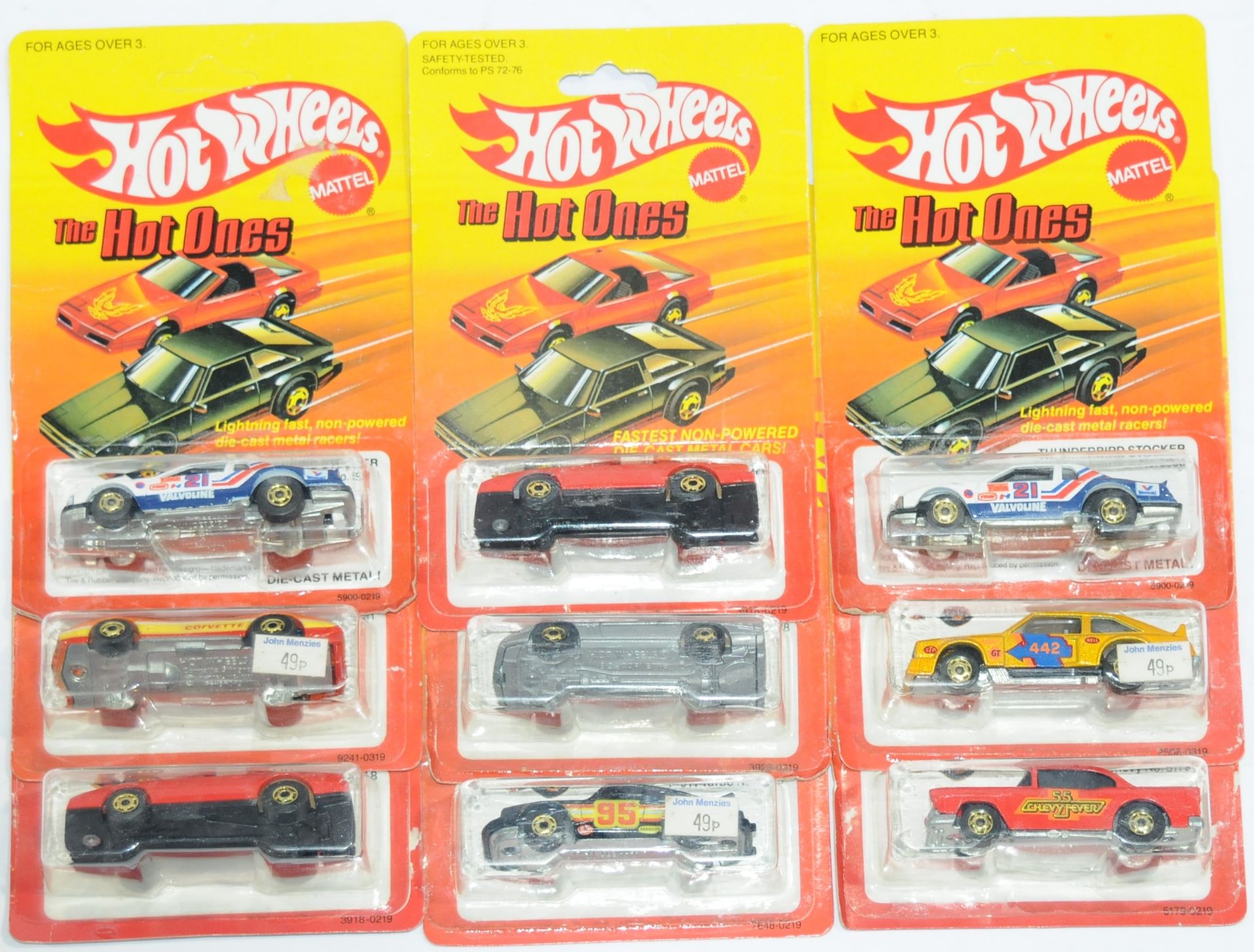 Hot Wheels a blister group of "The Hot Ones" series of 1982/3 issue Models to include 