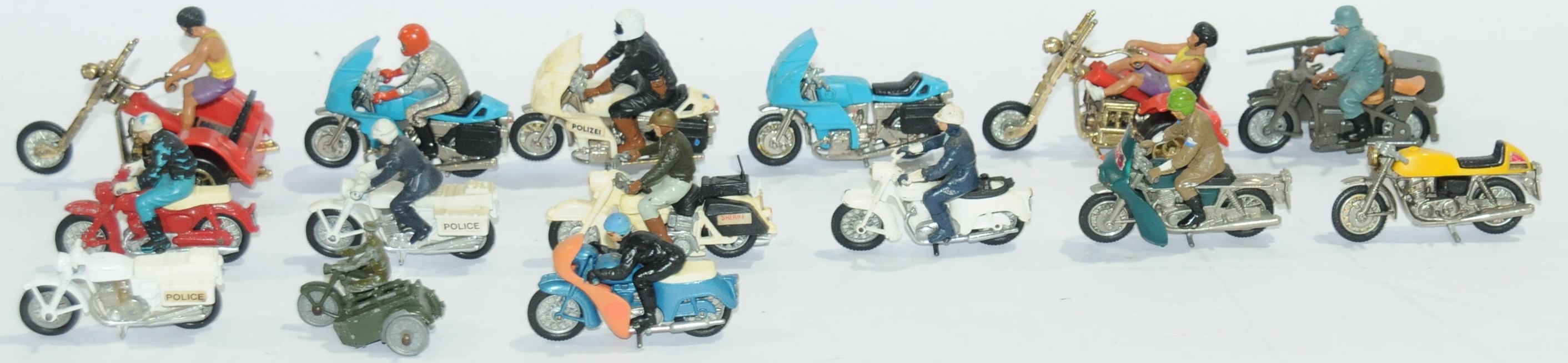 Britains & Similar an unboxed group of Bike related Models 