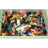 Large Quantity of loose Lego to include variois colour parts, part built models, wheels, printed ...