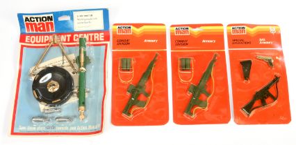 Palitoy Action Man Vintage accessory packs group (1) 34271 Equipment Centre - 81mm Mortar (2) SAS...