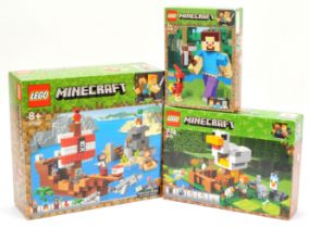 Lego Minecraft sets to include 21152 The Pirate Ship Adventure, 21140 The Chicken Coop, 21148 Ste...