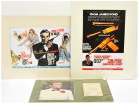 James Bond 007 Sean Connery signed mounted display and James Bond mounted posters x2