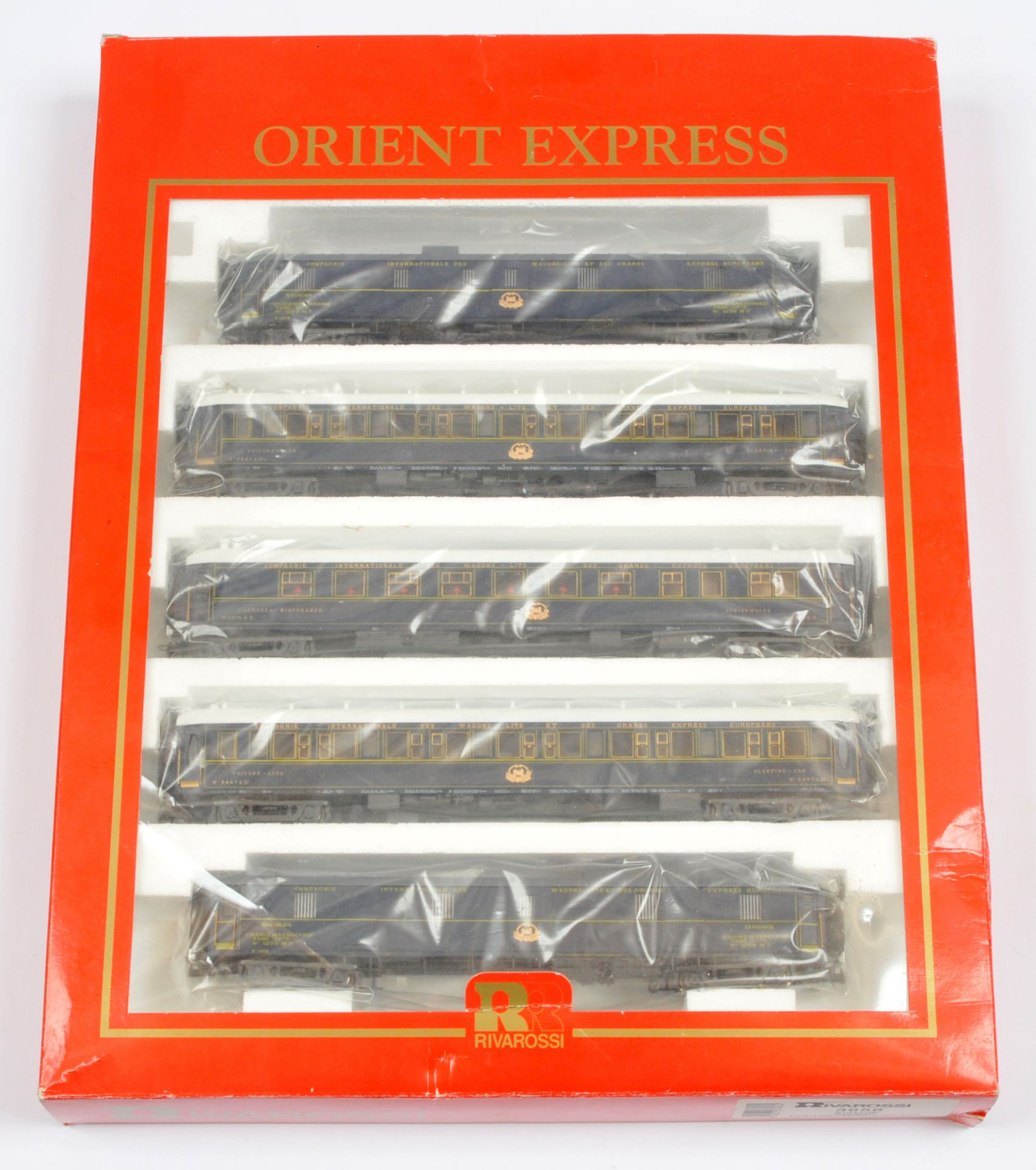 Rivarossi HO 3658 Orient Express Coach Pack in blue lined livery.