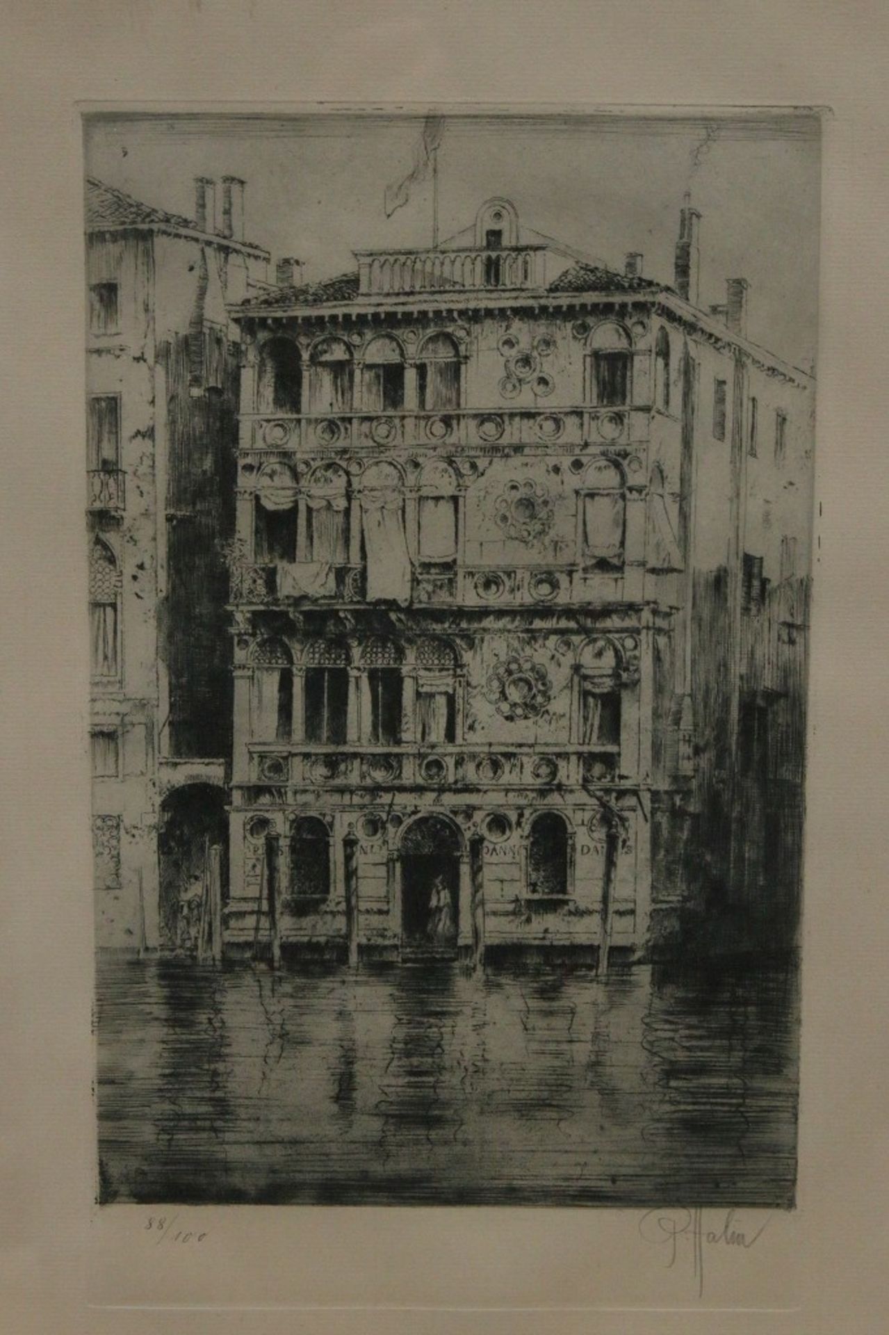H. Palm Radierung Dogenpalast Venedig - Bild 2 aus 5