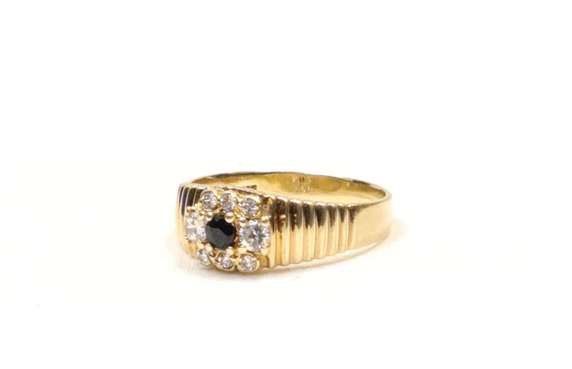 Gelbgold Ring mit Saphir und Steinbesatz - Image 4 of 4