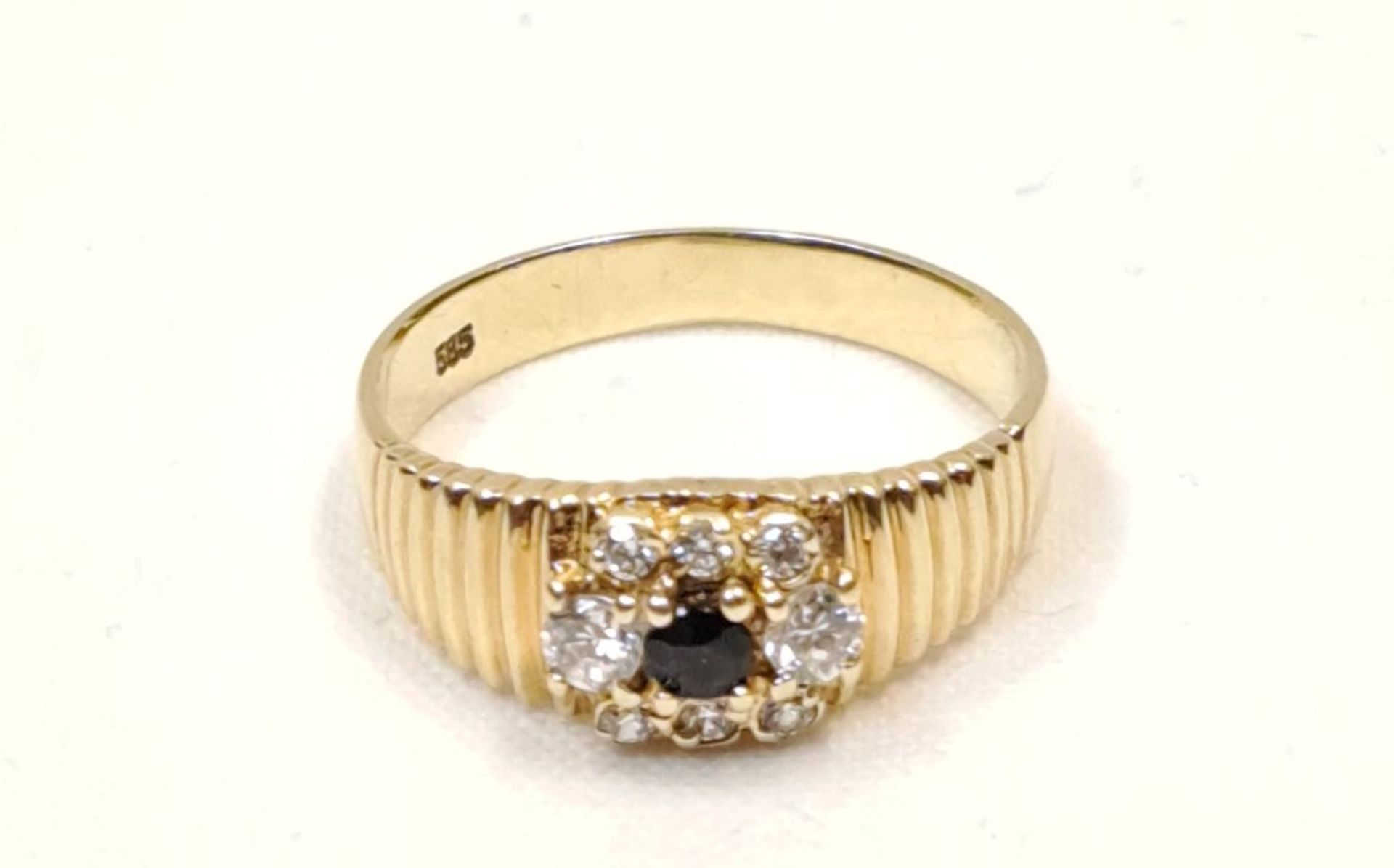 Gelbgold Ring mit Saphir und Steinbesatz - Image 3 of 4