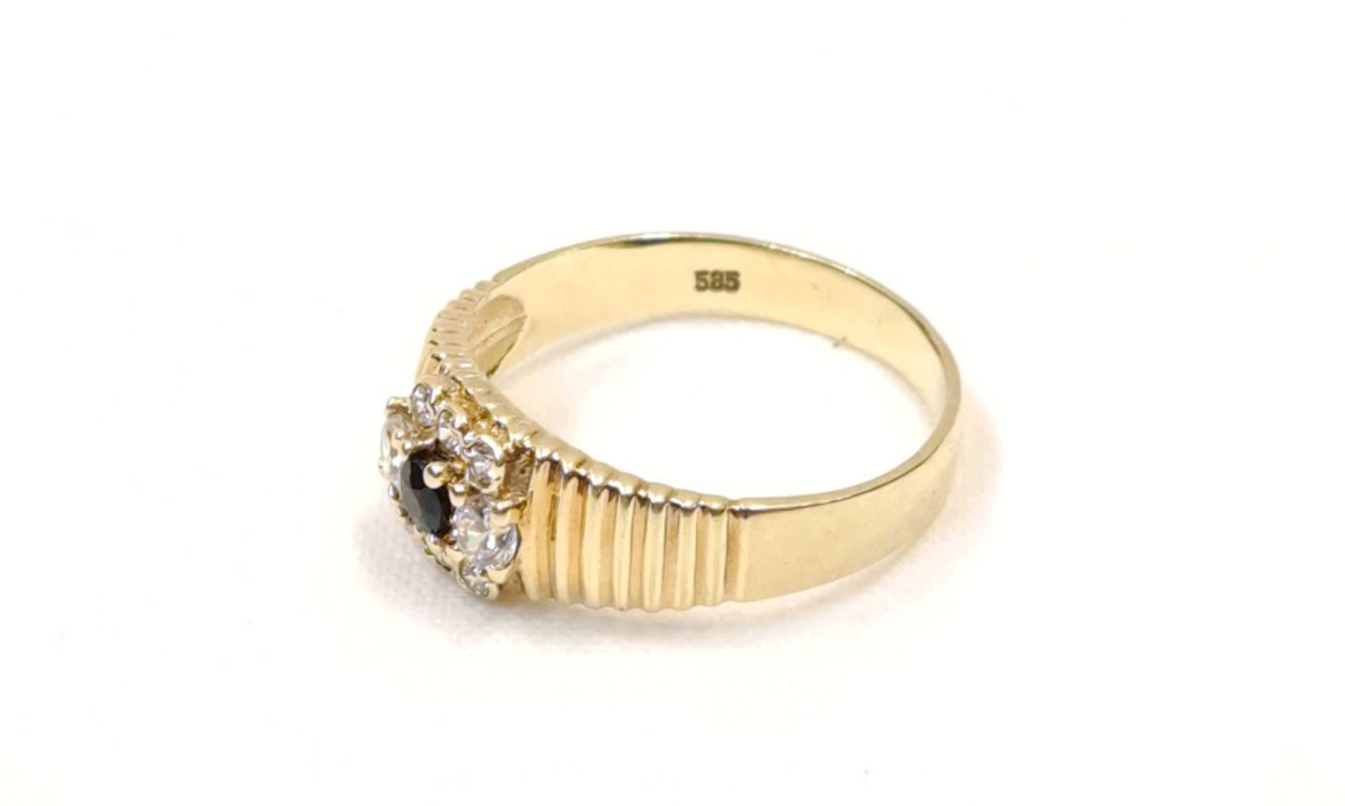Gelbgold Ring mit Saphir und Steinbesatz - Image 2 of 4