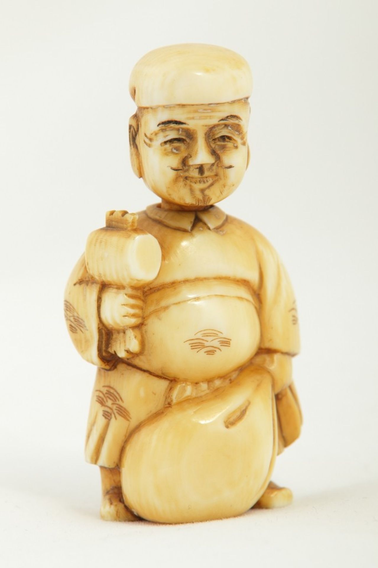 Netsuke oder kleines Okimono  Mann mit beweglichen Kopf - Bild 6 aus 6