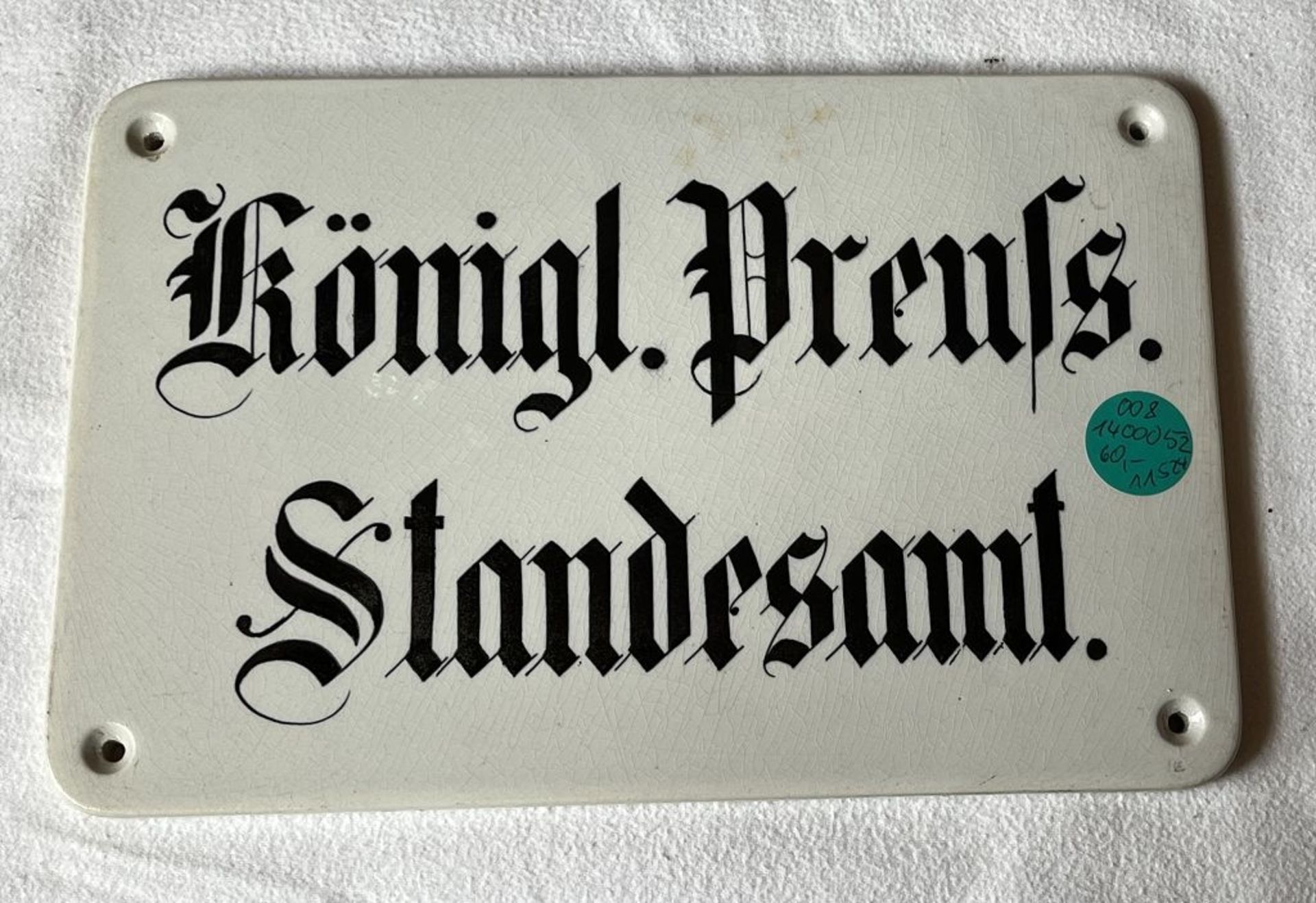 Antikes Porzellanschild 1870 Standesamt - Bild 3 aus 4