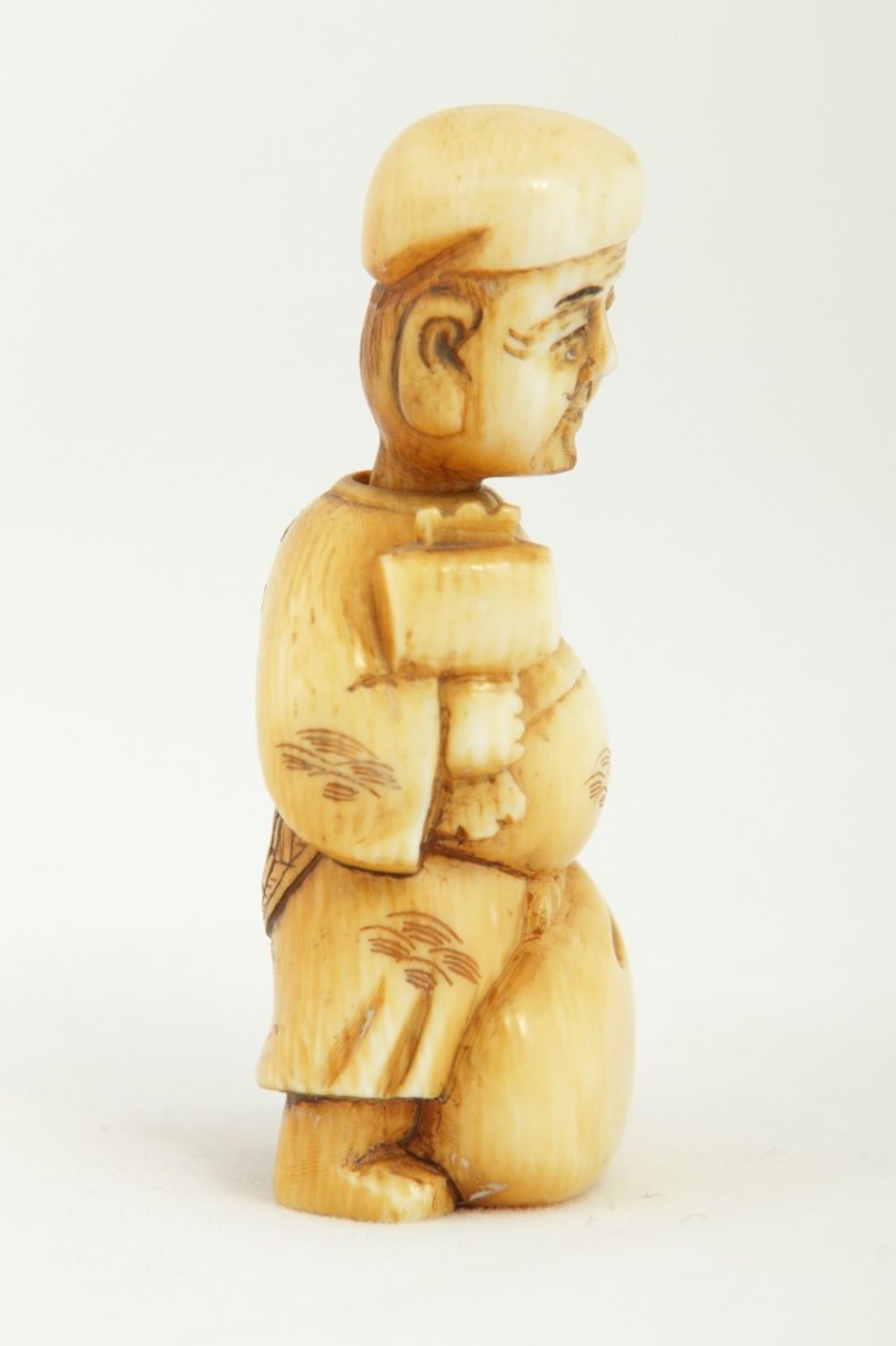 Netsuke oder kleines Okimono  Mann mit beweglichen Kopf - Bild 4 aus 6