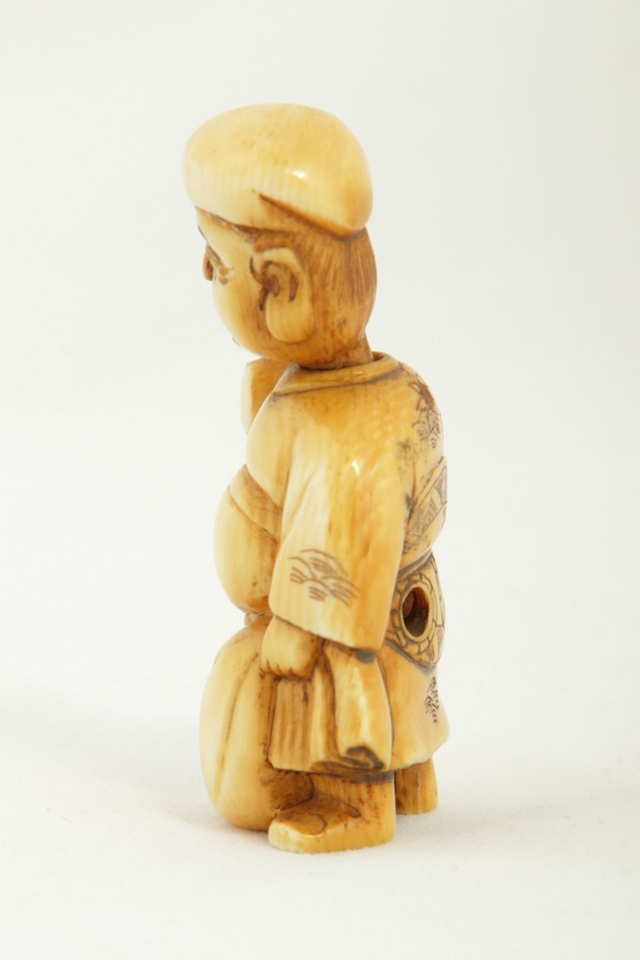 Netsuke oder kleines Okimono  Mann mit beweglichen Kopf - Bild 2 aus 6