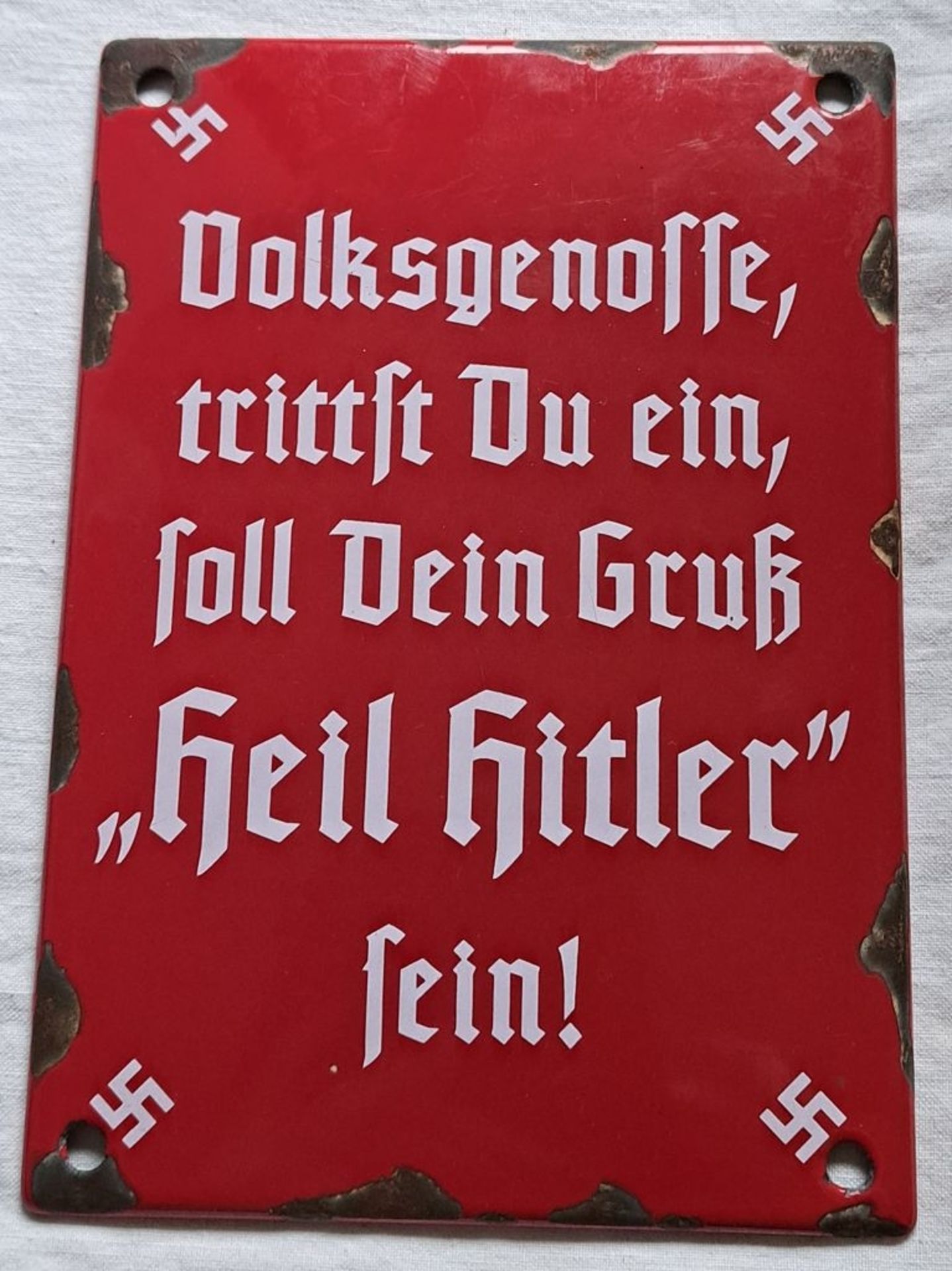 WKII Emailleschild Volksgenosse Eisen - Bild 3 aus 4