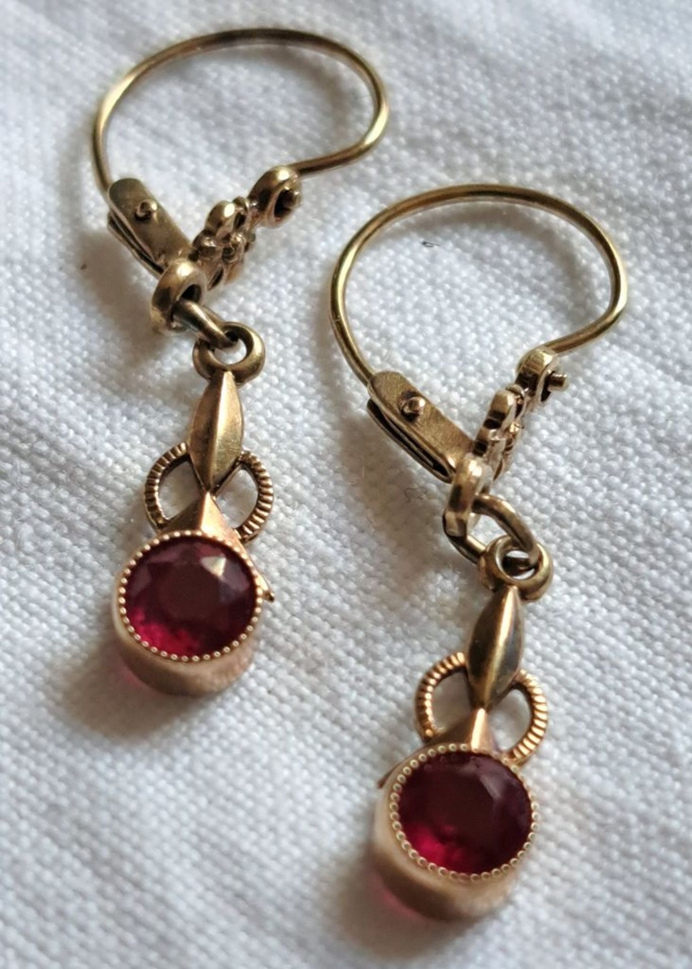 Paar antike Gold Ohrringe Hänger - Image 2 of 5