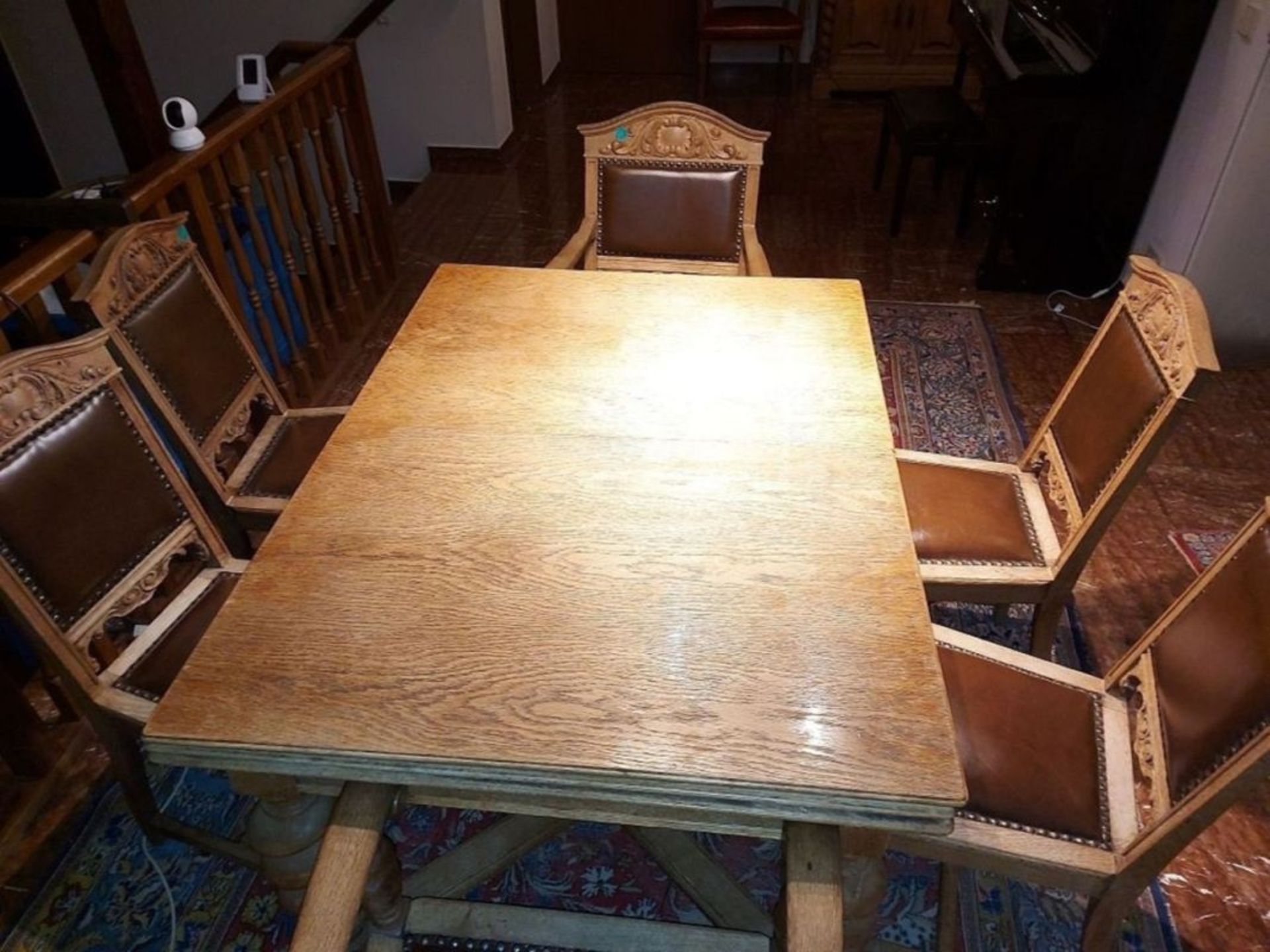 Massiver Jugendstil Tisch mit 6 Stühlen - Bild 5 aus 5