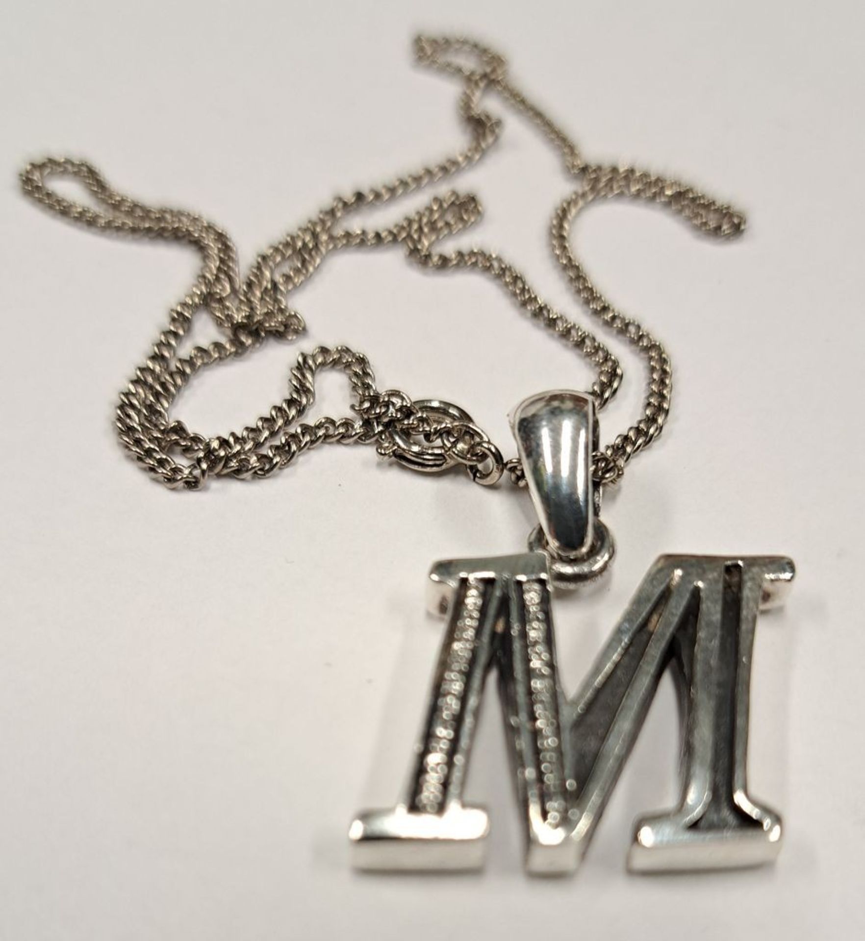 925er Silber Anhänger Kette "M"