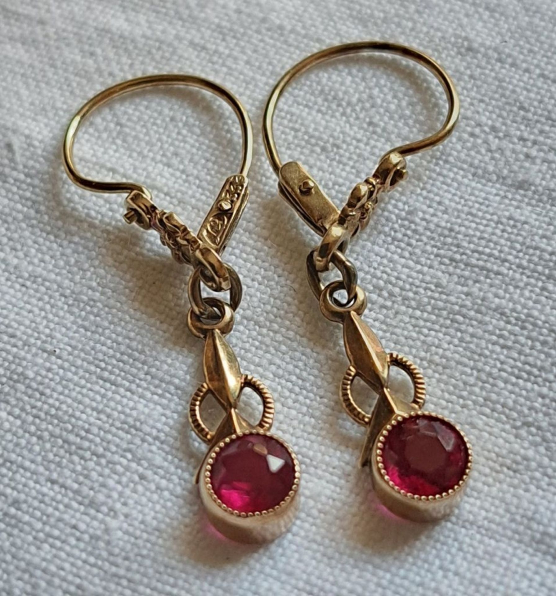 Paar antike Gold Ohrringe Hänger - Image 4 of 5
