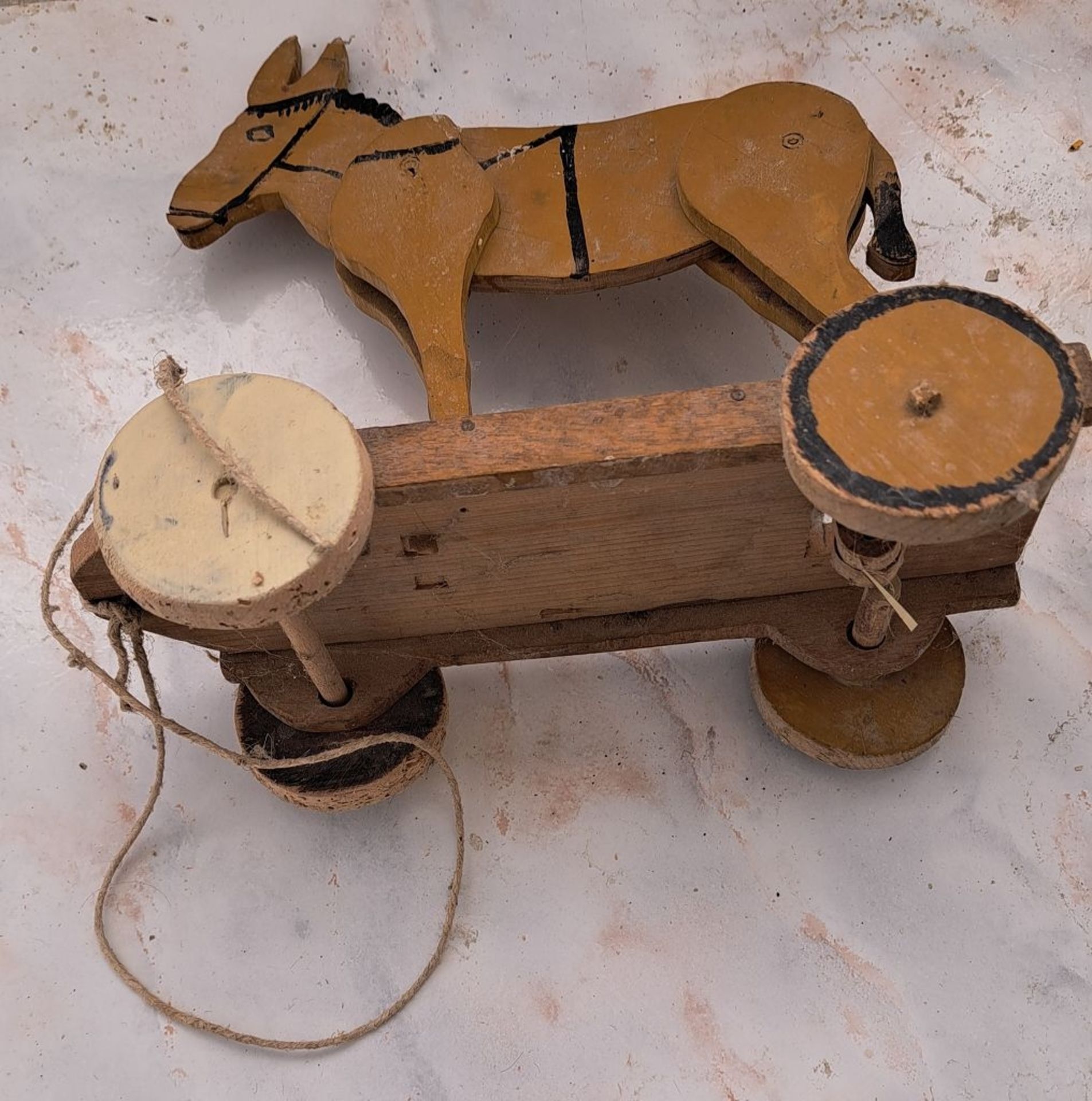 Antikes Holzspielzeug Zugtier Esel - Bild 3 aus 3
