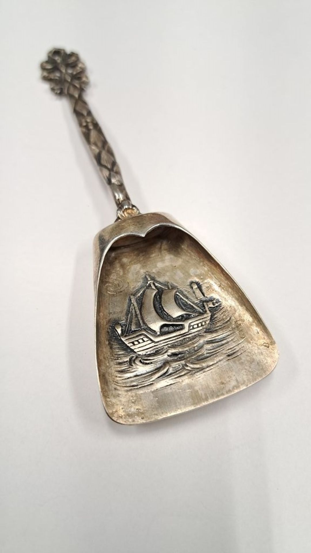 Antike 800er Silber Zuckerschaufel Schiffsdekorv - Bild 3 aus 4
