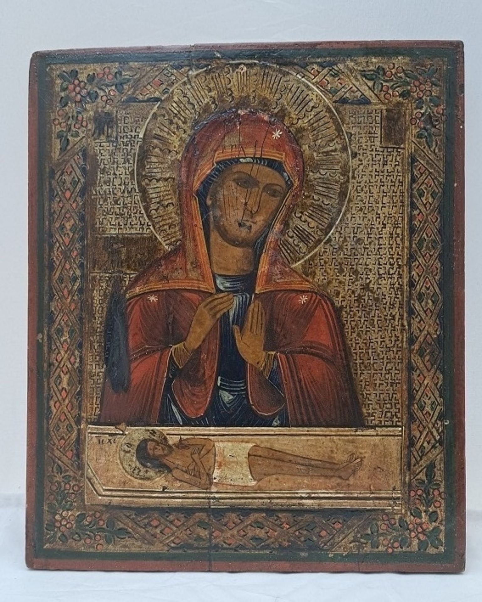 Antike russische Ikone Mutter Gottes 19 Jh.