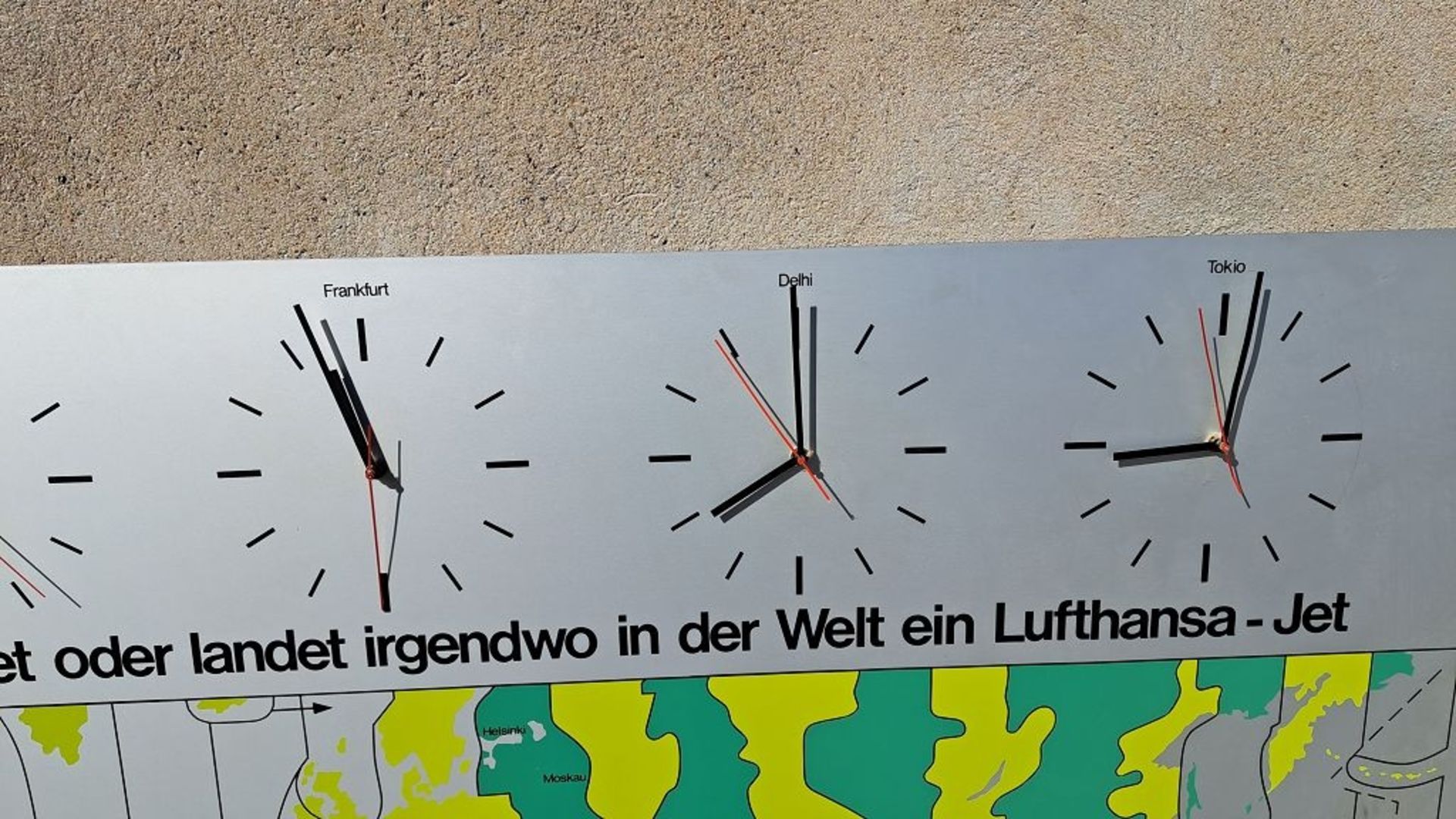 XL Lufthansa Weltuhr Weltzeit Wanduhr - Bild 4 aus 8