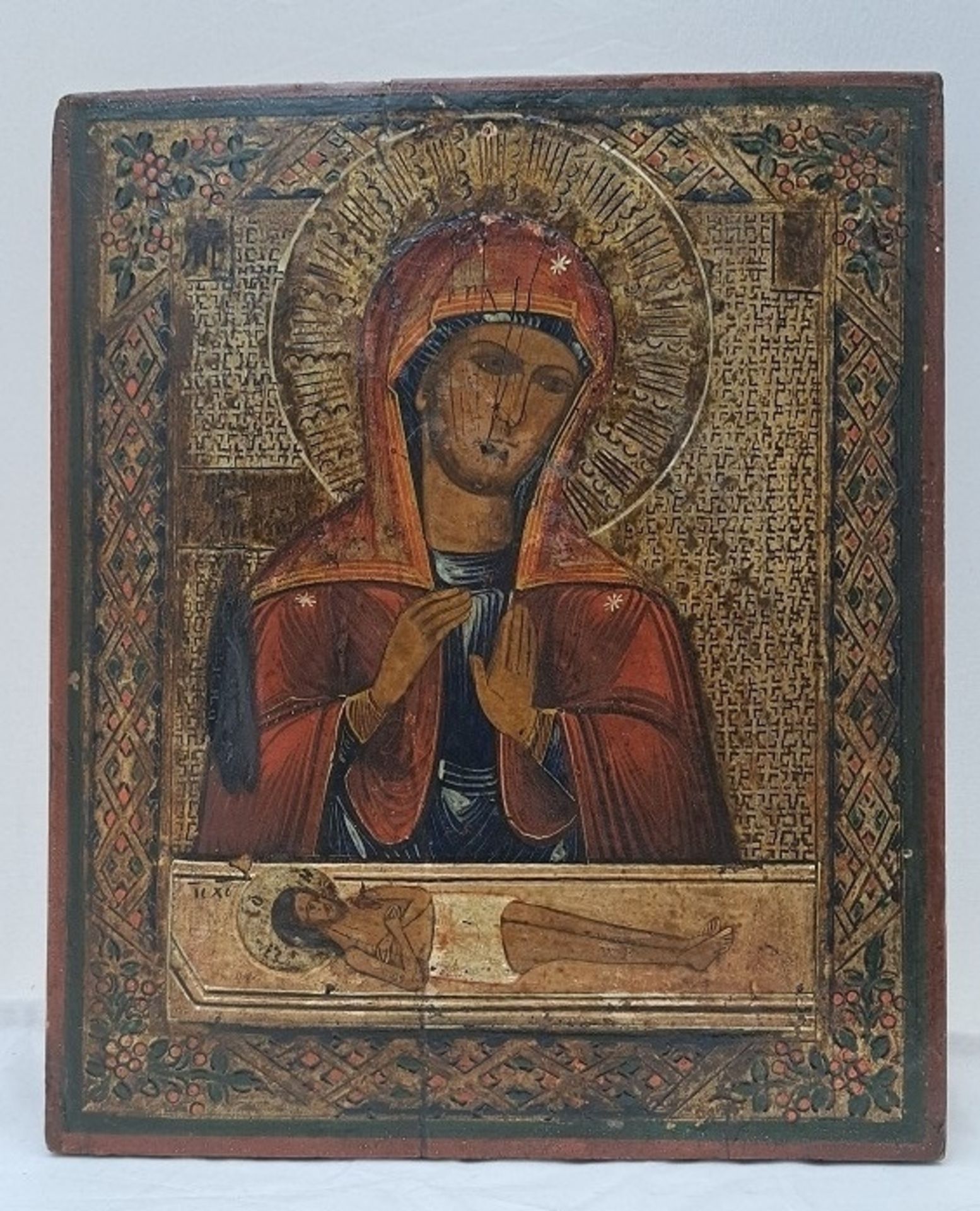 Antike russische Ikone Mutter Gottes 19 Jh. - Bild 3 aus 3