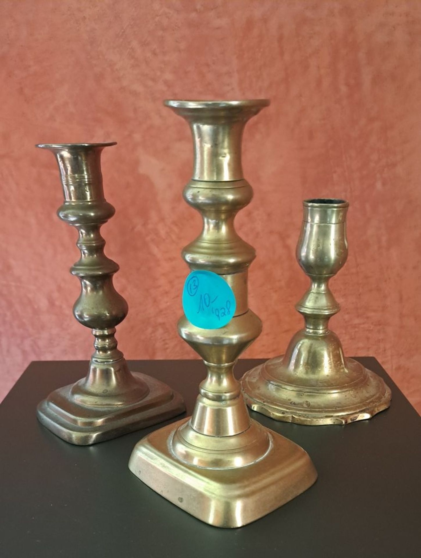 Drei antike Messing Kerzenhalter - Bild 2 aus 3