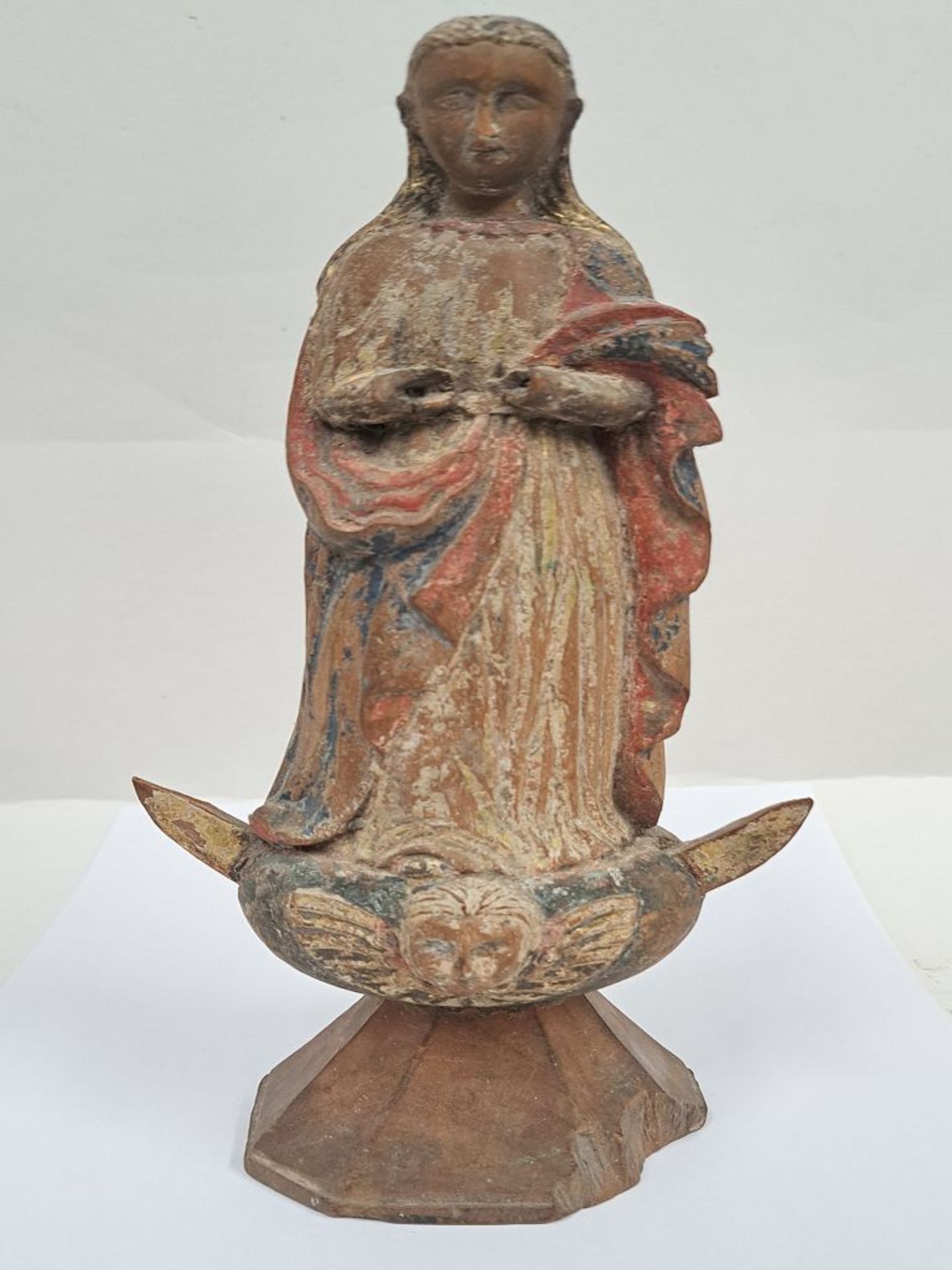 Antike Holzfigur Marienstatue - Image 2 of 9