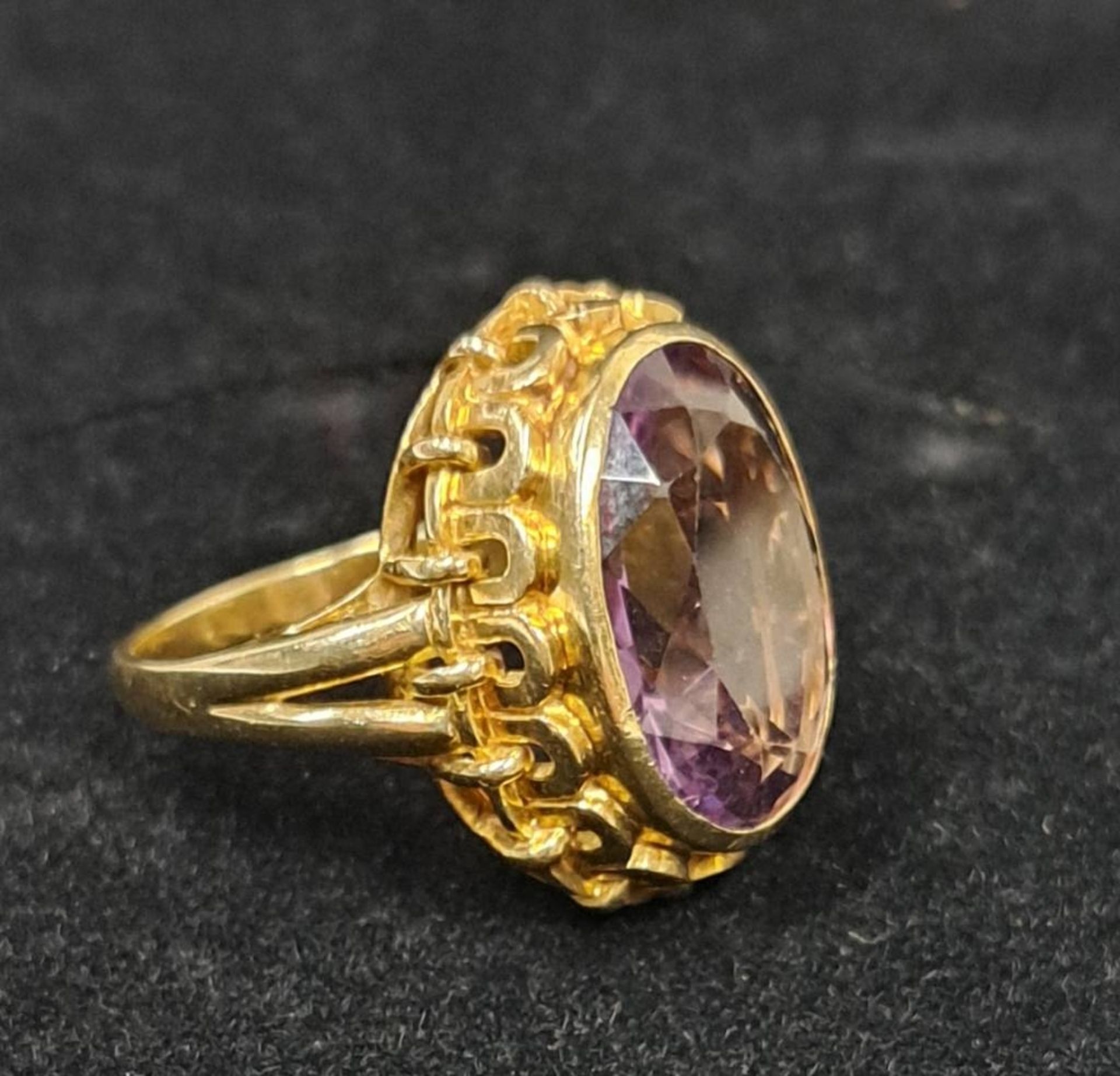 Vintage 585 GG Gold Ring + Amethyst - Image 3 of 4