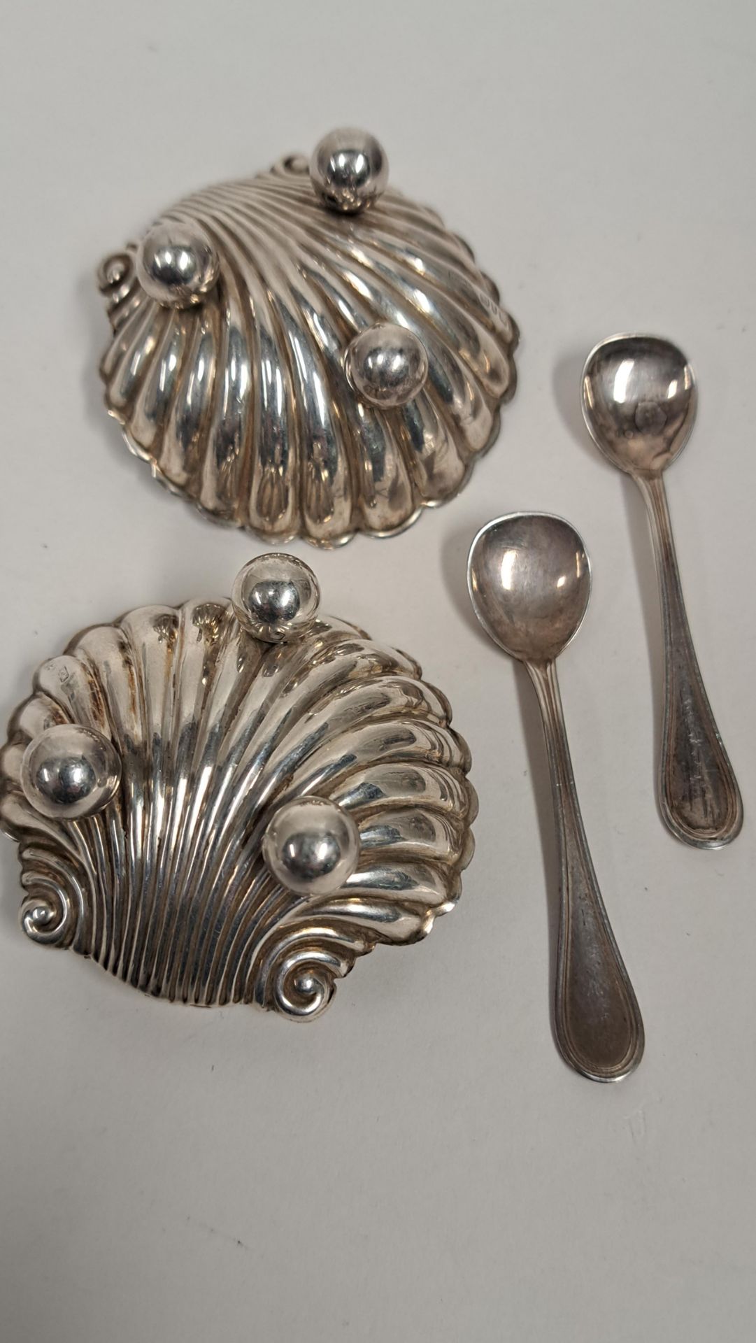 Paar antike 800er Silber Salieren incl. Löffel - Image 2 of 4