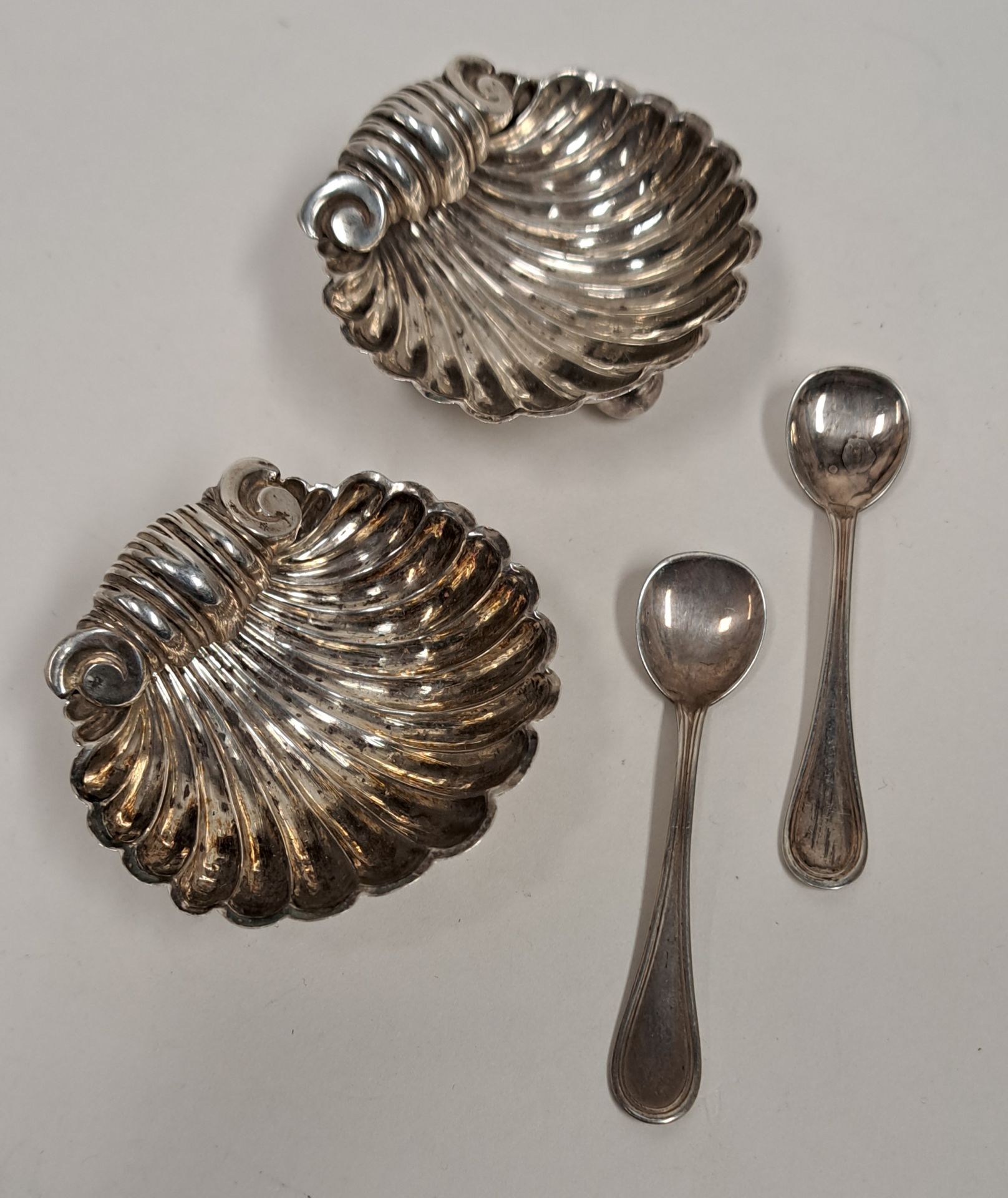 Paar antike 800er Silber Salieren incl. Löffel - Image 4 of 4