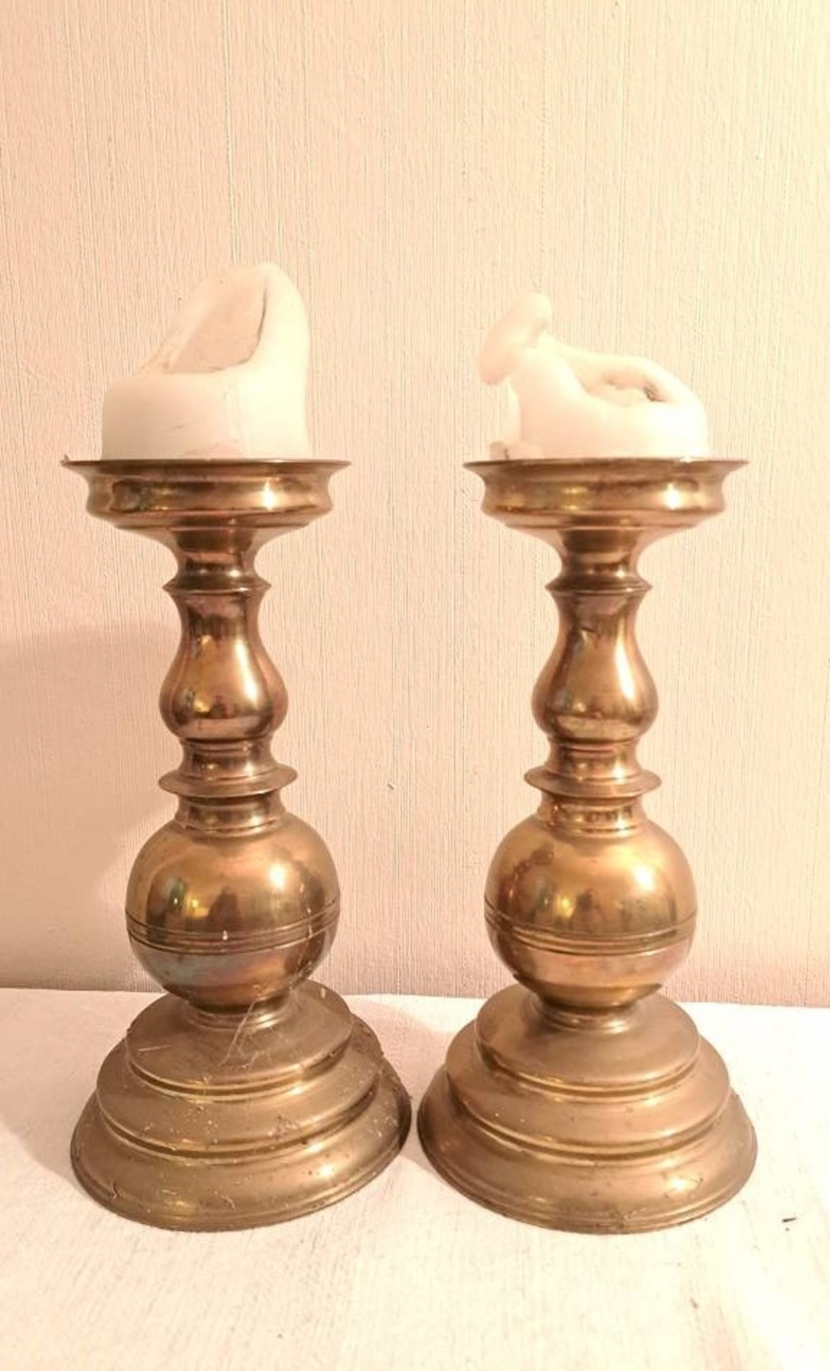 Paar antike Messing Kerzenleuchter - Image 2 of 2
