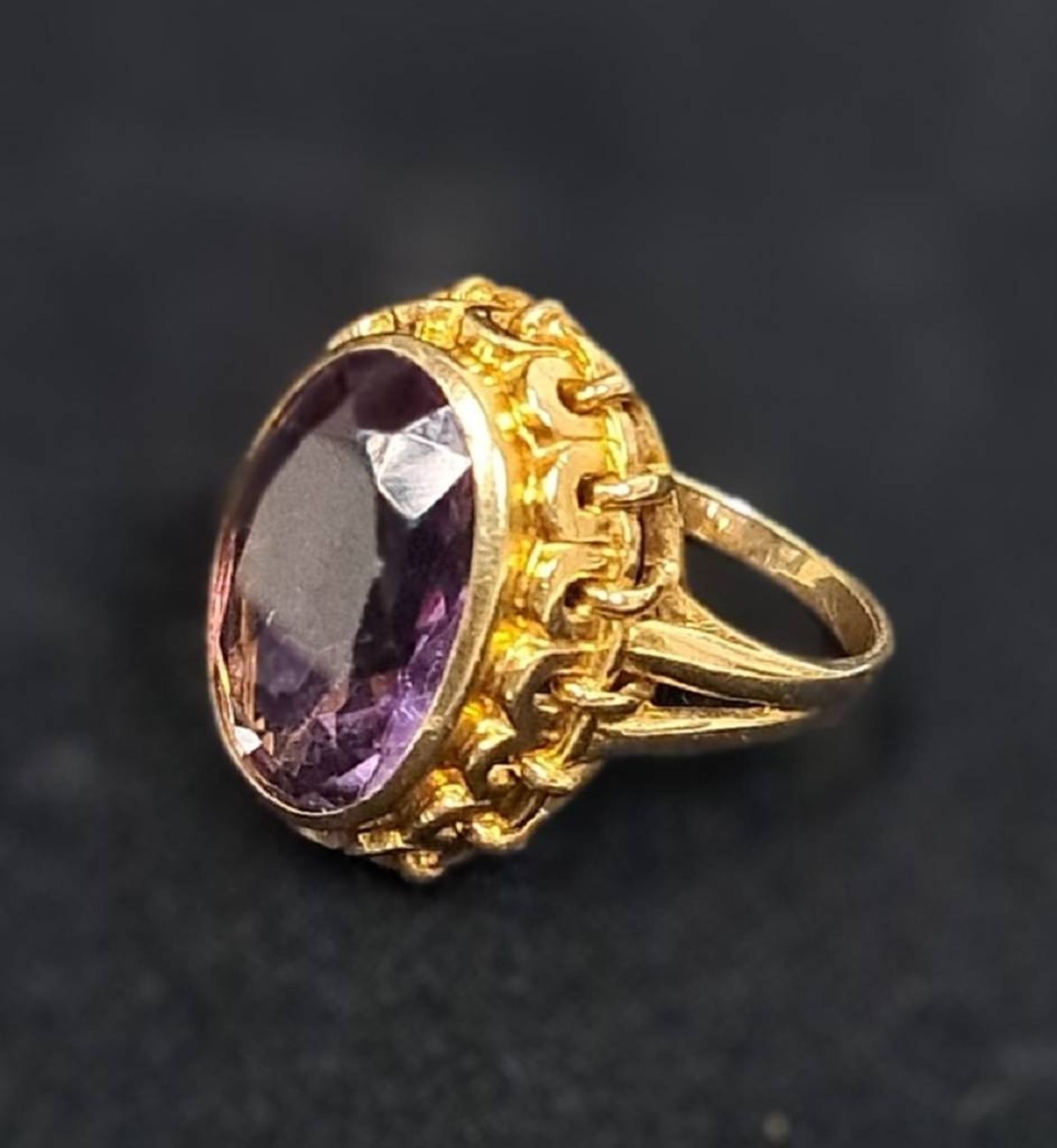 Vintage 585 GG Gold Ring + Amethyst - Image 2 of 4