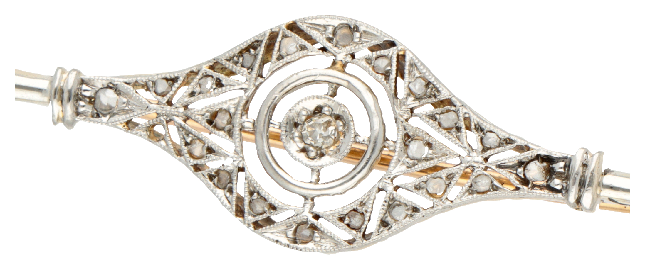 18K. Bicolor gold early Art Deco brooch set with diamond. - Image 2 of 3