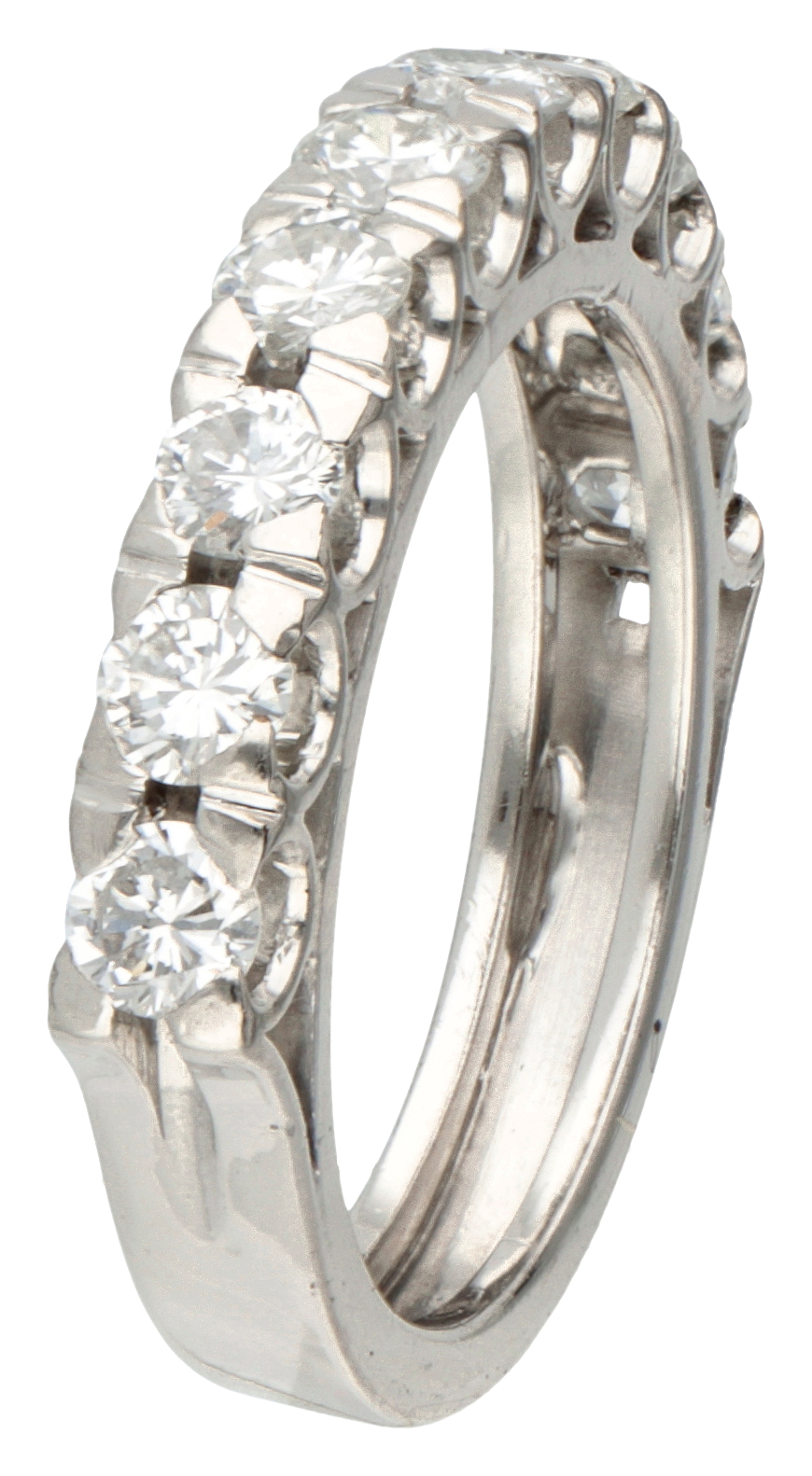 18K. White gold demi-alliance ring set with approx. 1.00 ct. diamond. - Image 2 of 3