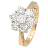 14K. Yellow gold cluster ring set with approx. 1.68 ct. diamond.
