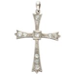 Platinum cross pendant set with approx. 0.20 ct. diamond.