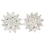 18K. White gold Danieli cluster ear studs set with approx. 1.78 ct. diamond.