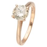 14K. Yellow gold solitaire ring set with 1.15 ct. light brown diamond.